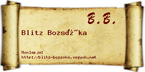 Blitz Bozsóka névjegykártya